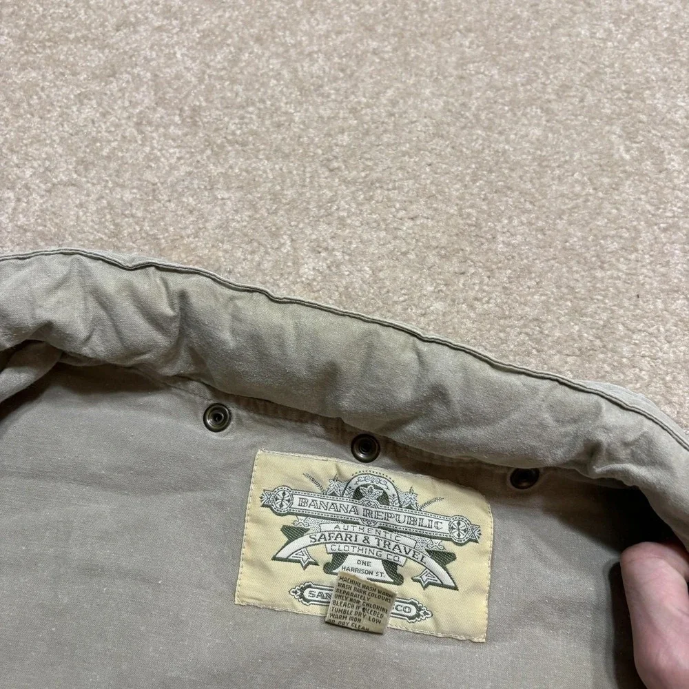 Vtg Banana Republic Safari Vest Mens XL Gray Cotton Utility Outdoor Travel 80s